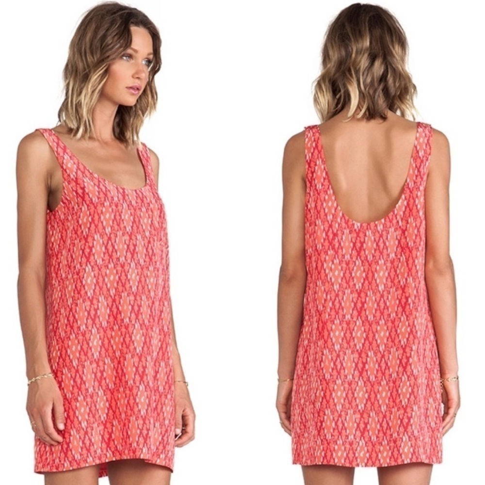 Joie Dawna Ikat 100% Silk Sleeveless Tank Mini Dress in Spiced Coral Size XS